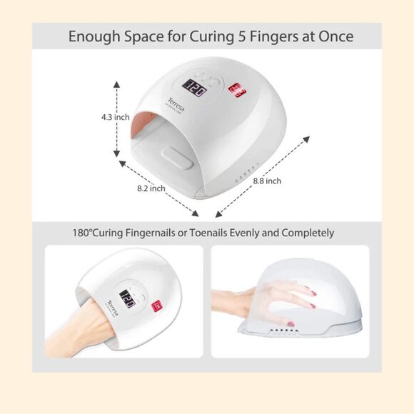 Terresa 72 Watt LED Nail Lamp, White with Pink Interior, Power Cord Included - Picture 6 of 6